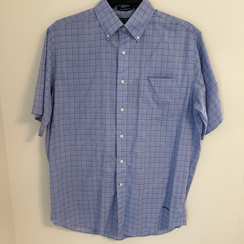 cremieux mens Short Sleeve Blue Button Down shirt XL-2XL‎ Size